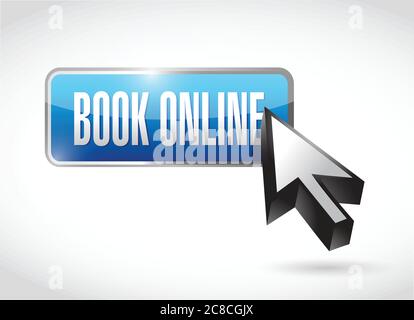 Book online button and cursor. illustration design over a white background Stock Vector