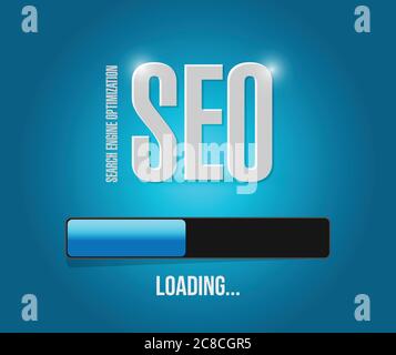 Sep search engine optimization loading bar illustration design over a blue background Stock Vector