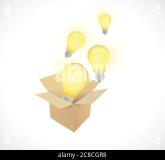 Box and light bulbs illustration design over a white background Stock Vector