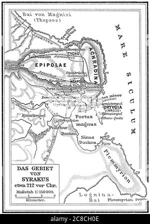 Map of Syracuse, 212 BC Stock Photo