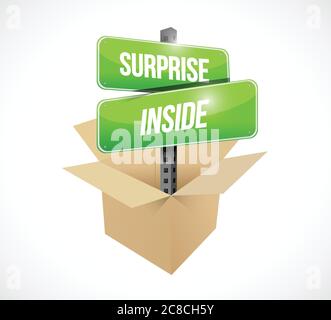 Box surprise inside sign illustration design over a white background Stock Vector
