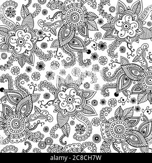 Mehndi seamless pattern. Coloring book for adults. Doodle graphi Stock Vector