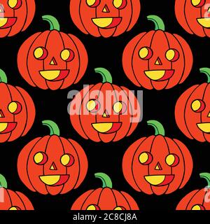 Halloween seamless pattern with pumpkin. Scary background design Stock Vector