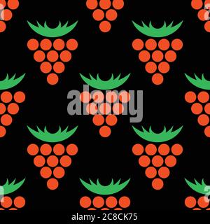 Geometric flat seamless pattern with cloudberry. Nordic berry on Stock Vector