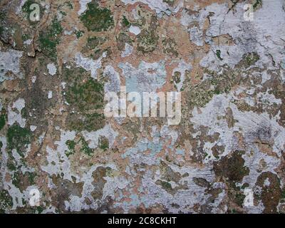 background old concrete wall with cracked peeling  paint, texture, grunge Stock Photo