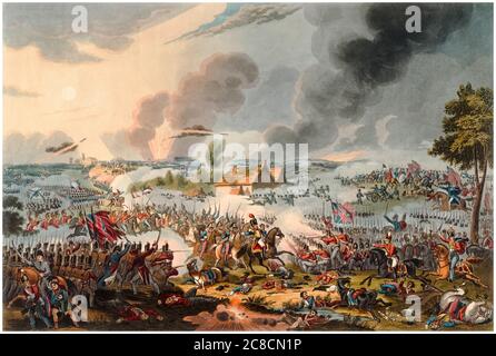 The Battle of Waterloo, June 18th 1815, engraving by Richard Reeve after William Heath, 1817 Stock Photo