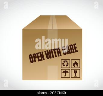 Open with care box illustration design over a white background Stock Vector