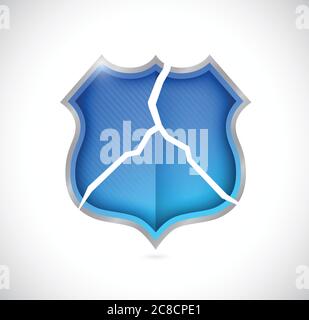 Broken shield illustration design over a white background Stock Vector