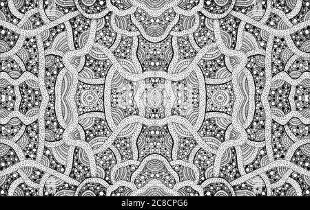 Geometric ornament coloring page for adults. Black and white background. Vector illustration Stock Vector