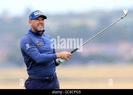 England's Lee Westwood on the 4th during day two of the Betfred British Masters at Close House Golf Club, Newcastle. Stock Photo