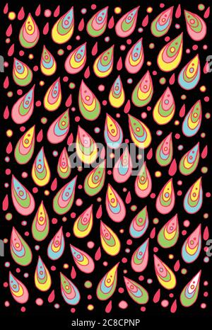 Drops - doodle graphic colorful background. Psychedelic abstract Stock Vector