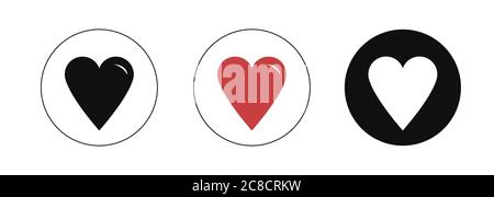 Heart icons set. Love symbol icons collection. Red and black heart isolated Stock Vector
