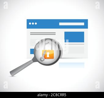 Website security protection review illustration design over a white background Stock Vector