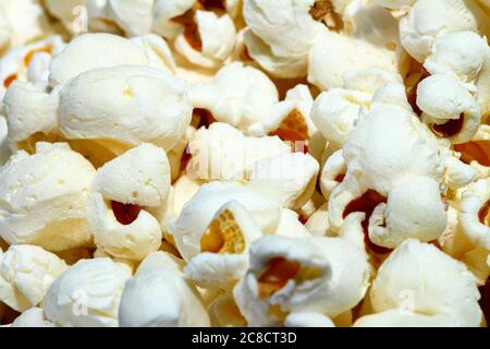 Close up view of freshly made popcorn Stock Photo