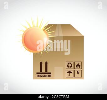 Box and bright sun illustration design over a white background Stock Vector