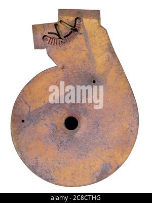 Rusty rustic retro cage looks like number six. Isolated on white Stock Photo