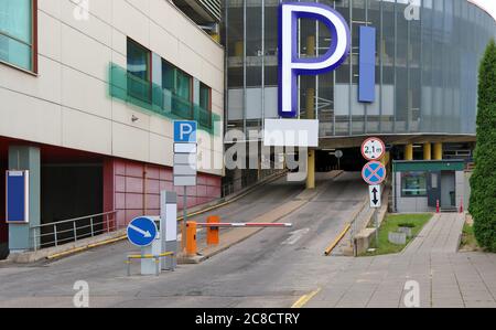 Modern multi-level car city parking. Msass production buildings Stock Photo