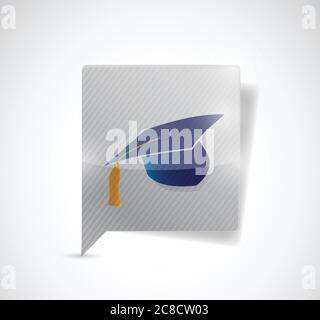 Message bubble and graduation hat. illustration design over a white background Stock Vector