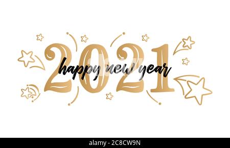 Luxury 2021 Happy New Year elegant design - vector illustration of golden 2021 logo numbers on white background Stock Vector