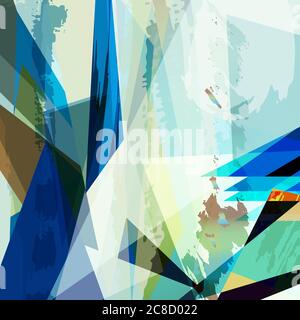 abstract background, illustration with paint strokes, splashes and geometric lines Stock Vector