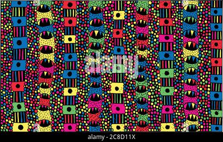 Tribal mystical ethnic mosaic pattern. Ornamental hand drawn colorful ink pattern. Vector illustration Stock Vector