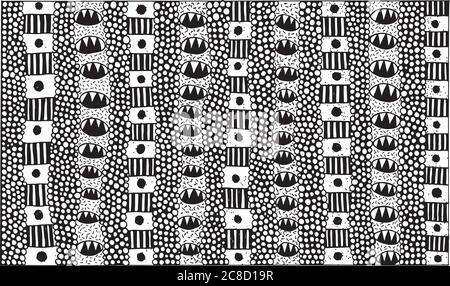 Tribal mystical ethnic mosaic pattern. Ornamental hand drawn ink pattern. Vector illustration Stock Vector