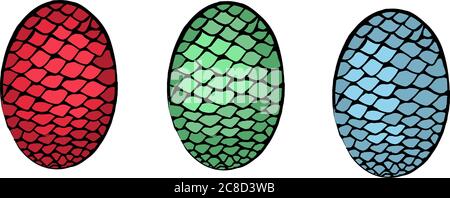 Dragon eggs. Three dragon eggs. Game of thrones element. A song of ice. Stone scales. Stock Vector
