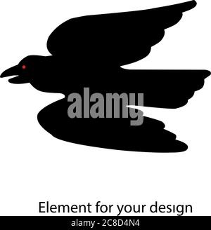Black raven logo. isolated on white. Post crow. Vector illustration Stock Vector
