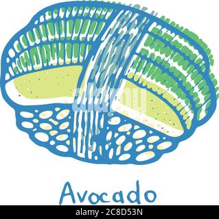 Sushi Avocado - sketch color illustration. Nigiri with the avocado and rice. Japanese seafood. Vector illustration Stock Vector