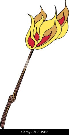 Torch. Fire stick. Vector illustration. .magic items Stock Vector
