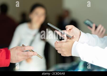 Scanning Using Smart Phone or Tablet at an Event Stock Photo