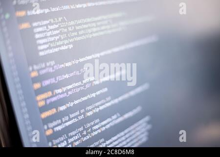 Computer Monitor Displaying Software Code Stock Photo