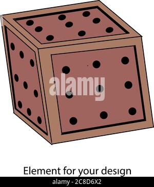 Wooden box with holes. Wooden cube. Vector illustration Stock Vector