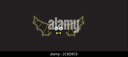 A Halloween Neon Bat flying vector illustration on black Stock Vector
