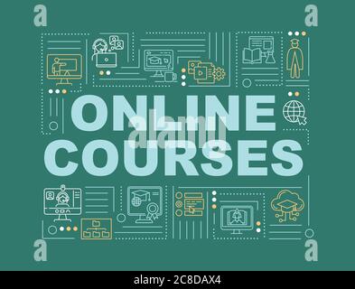 Online courses word concepts banner. Distance learning. Remote ...