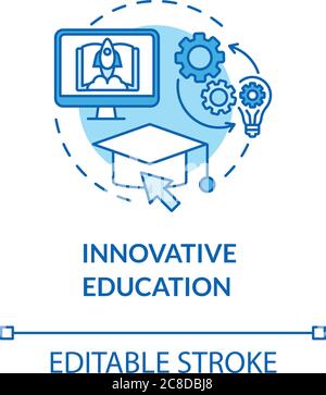 Innovative education concept icon. Remote learning and teaching. Creative educational environment idea thin line illustration. Vector isolated outline Stock Vector