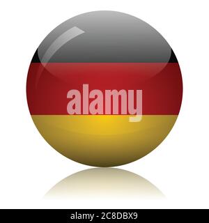 German flag glass ball on light mirror surface vector illustration Stock Vector