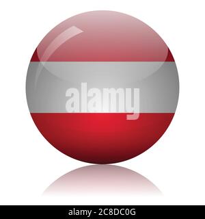 Austrian flag glass ball on light mirror surface vector illustration Stock Vector