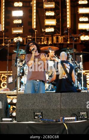 Serj Tankian performing in System of a Down at the Reading Festival 2003 Stock Photo