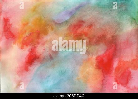 Multicolored watercolor texture. Hand drawn aquarelle pattern for design. Artistic grunge backdrop. Raster illustration. Stock Photo