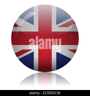 United Kingdom flag glass ball on light mirror surface vector illustration Stock Vector