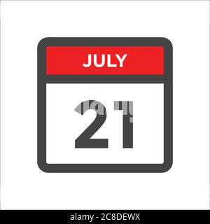 July 21 calendar icon with the day of month Stock Vector