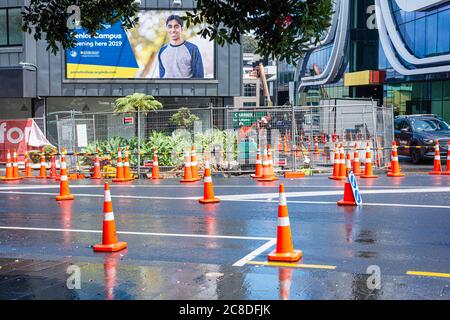 Construction site in the streets of Auckland CBD. Stock Photo