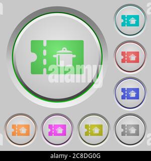 kitchen equipment discount coupon color icons on sunk push buttons Stock Vector