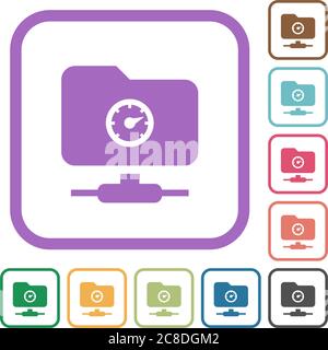 Fast FTP simple icons in color rounded square frames on white background Stock Vector