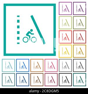 Bicycle lane flat color icons with quadrant frames on white background Stock Vector