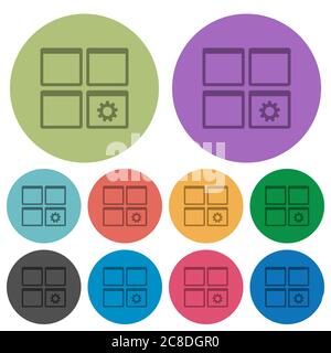 Dashboard settings darker flat icons on color round background Stock Vector
