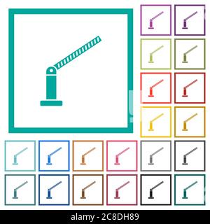 Opened barrier flat color icons with quadrant frames on white background Stock Vector