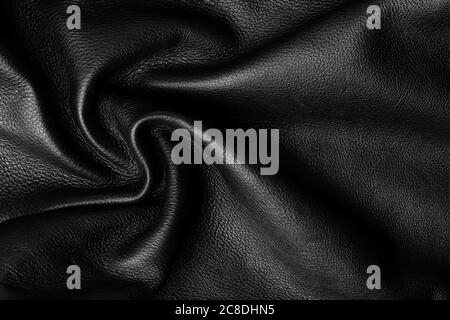 closeup of wrinkled black leather Stock Photo