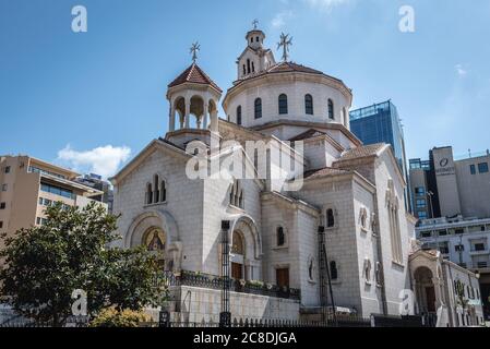 Cathedral of Saint Elias and Saint Gregory the Illuminator of Armenian Catholic Church located on Debbas Square in downtown Beirut, Lebanon Stock Photo